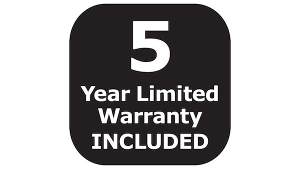 5 year limited warranty included
