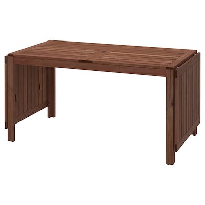 ÄPPLARÖ Drop-leaf table, outdoor, brown stained, 55 1/8/78 3/4/102 3/8x30 3/4 "