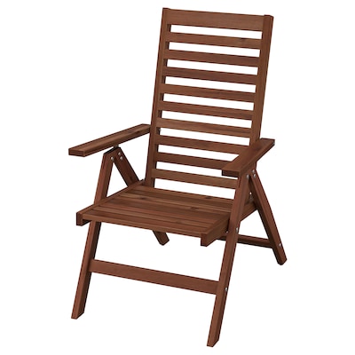 ÄPPLARÖ Reclining chair, outdoor, foldable brown stained