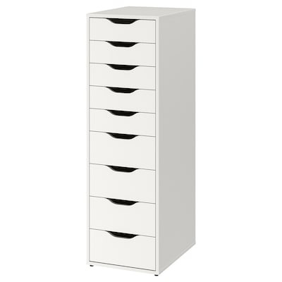 ALEX Drawer unit with 9 drawers, white, 14 1/8x45 5/8 "