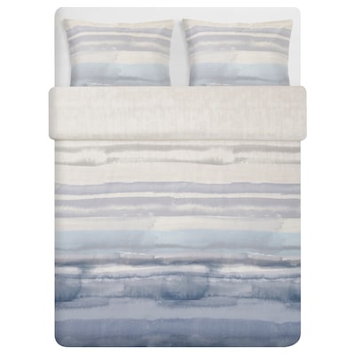 ALPDRABA Duvet cover and pillowcase(s), blue/stripe, King