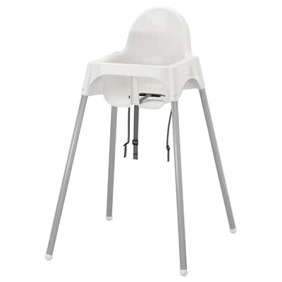 ANTILOP High chair with safety belt, white/silver color