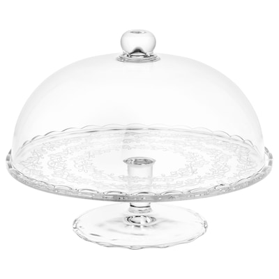 ARV BRÖLLOP Cake stand with lid, clear glass, 11 "