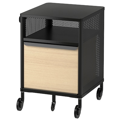 BEKANT Storage unit on casters, mesh black, 16 1/8x24 "