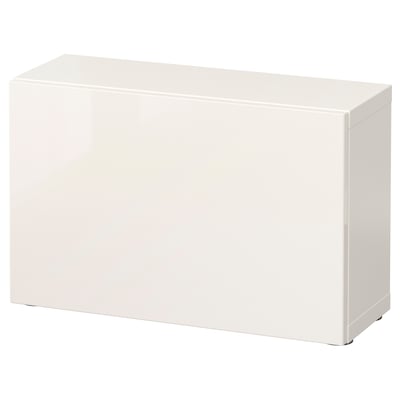 BESTÅ Shelf unit with door, white/Selsviken high-gloss/white, 23 5/8x8 5/8x15 "