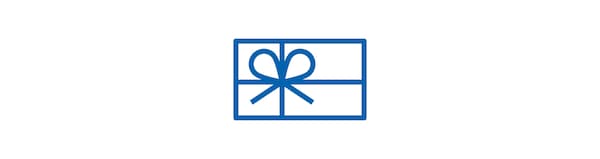 Blue icon of gift card