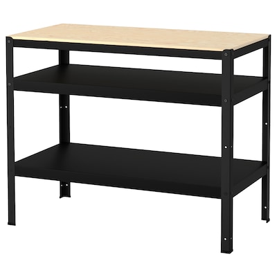 BROR Work bench, black/pine plywood, 43 1/4x21 5/8 "