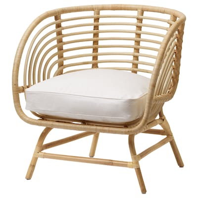 BUSKBO Armchair, rattan/Djupvik white