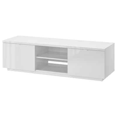 BYÅS TV unit, high gloss white, 63x16 1/2x17 3/4 "