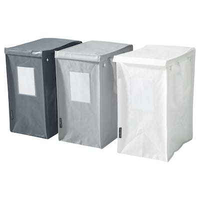 DIMPA Recycling bag, white/dark gray/light gray, 8 5/8x13 3/4x17 3/4 "/9 gallon