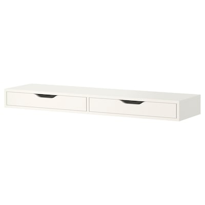 EKBY ALEX Shelf with drawers, white, 46 7/8x11 3/8 "