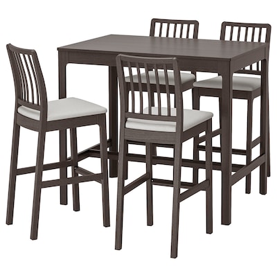 EKEDALEN / EKEDALEN Bar table and 4 bar stools, dark brown/Orrsta light gray, 47 1/4 "