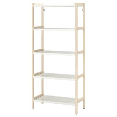 EKENABBEN Open shelf unit, aspen/white, 27 1/2x13 3/8x60 5/8 "