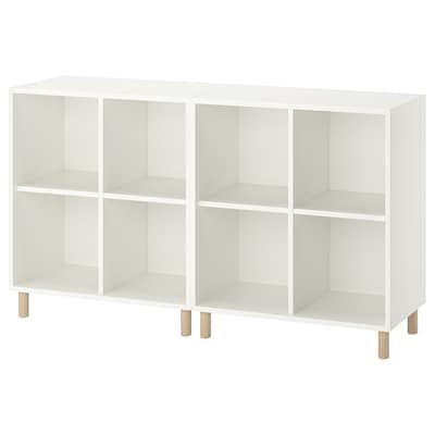 EKET Storage combination with legs, white/wood, 55 1/8x13 3/4x31 1/2 "