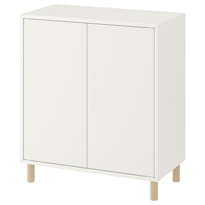 EKET Storage combination with legs, white/wood, 27 1/2x13 3/4x31 1/2 "