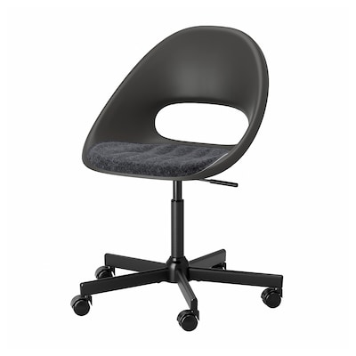 ELDBERGET / MALSKÄR Swivel chair with pad, dark gray/black