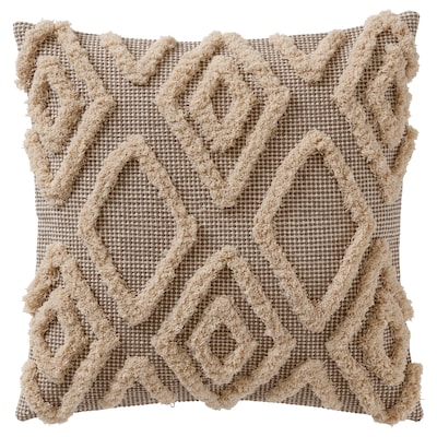 ESGERTH Cushion cover, handmade/diamond pattern beige-white, 20x20 "
