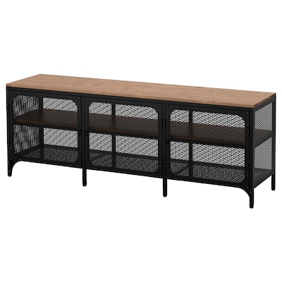 FJÄLLBO TV unit, black, 59x14 1/8x21 1/4 "