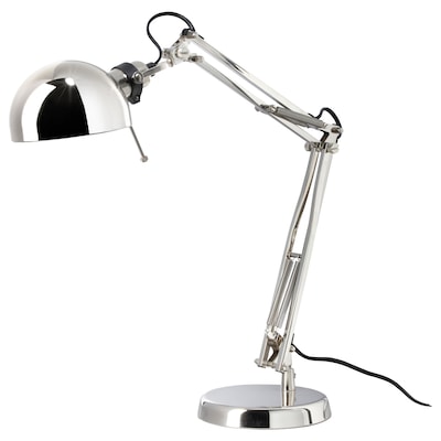 FORSÅ Work lamp with LED bulb, nickel plated