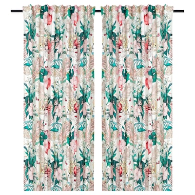 GÅRDSKRÄPPA Curtains, 1 pair, multicolor/floral pattern, 57x98 "