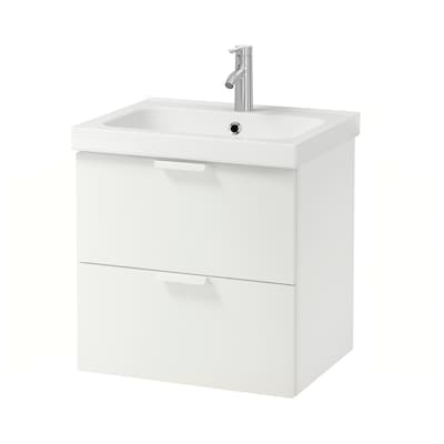 GODMORGON / ODENSVIK Sink cabinet with 2 drawers, white/Dalskär faucet, 24 3/4x19 1/4x25 1/4 "