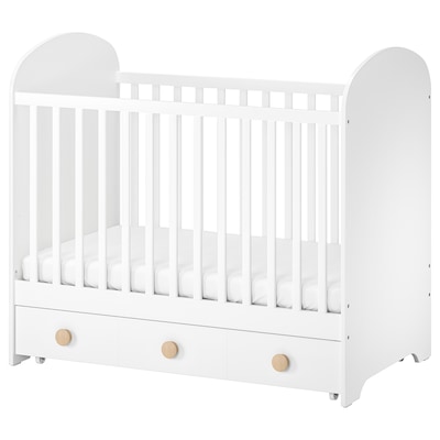 GONATT Crib with drawer, white, 27 1/2x52 "