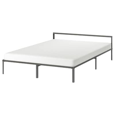 GRIMSBU Bed frame, gray/Luröy, Full