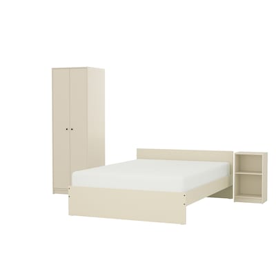 GURSKEN Bedroom furniture, set of 3, light beige