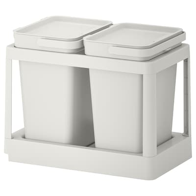 HÅLLBAR Recycling solution, with pull-out/light gray, 5 gallon