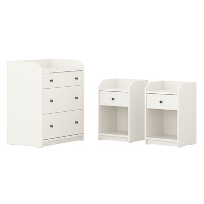 HAUGA Bedroom furniture, set of 3, white