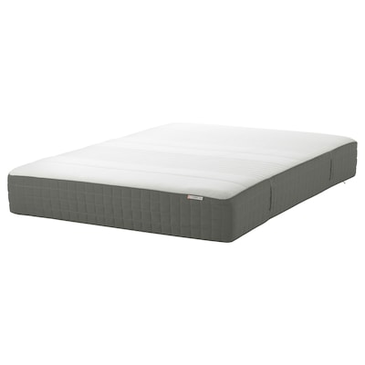 HAUGSVÄR Hybrid mattress, plush/dark gray, Queen