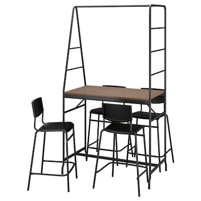 HÅVERUD / STIG Table and 4 stools, black/black, 41 3/8 "