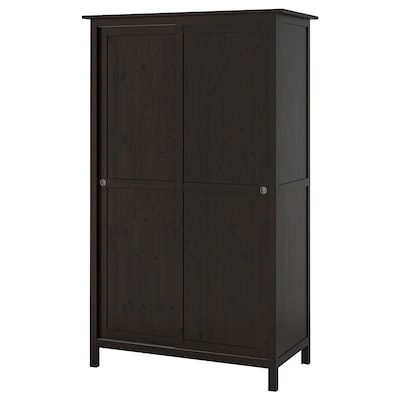 HEMNES Wardrobe with 2 sliding doors, black-brown, 47 1/4x77 1/2 "