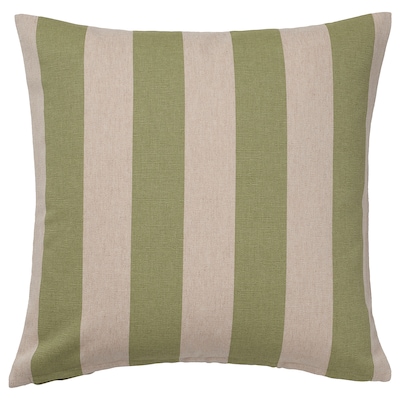 HILDAMARIA Cushion cover, green natural/stripe, 20x20 "