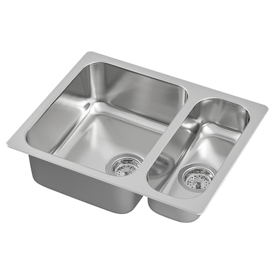 HILLESJÖN 1 1/2 bowl dual mount sink, stainless steel, 22 7/8x18 1/8 "