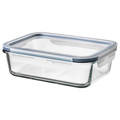 IKEA 365+ Food container with lid, rectangular glass/plastic, 34 oz