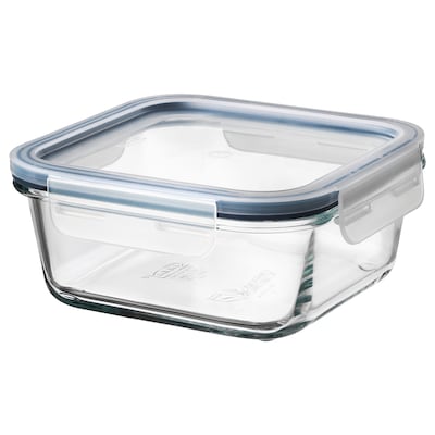 IKEA 365+ Food container with lid, square glass/plastic, 20 oz