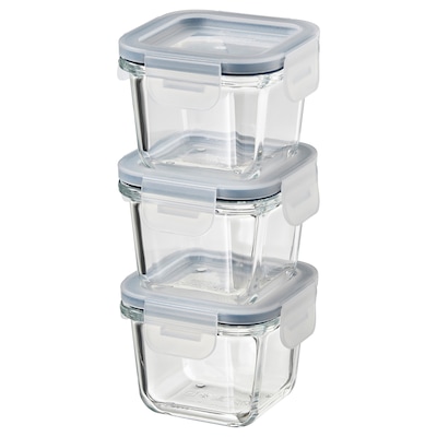 IKEA 365+ Food container with lid, square/glass, 6 oz