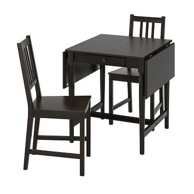 INGATORP / STEFAN Table and 2 chairs, black-brown/brown-black, 25 5/8/48 3/8 "