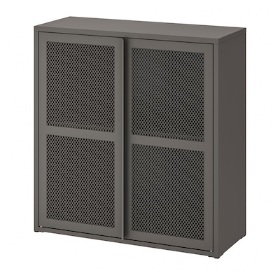 IVAR Cabinet with doors, gray mesh, 31 1/2x32 5/8 "