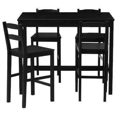 JOKKMOKK Bar table and 4 bar stools, black-brown