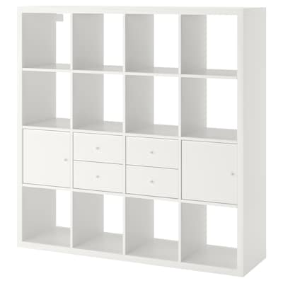 KALLAX Shelf unit with 4 inserts, white, 57 7/8x57 7/8 "