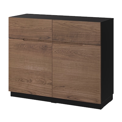 KLACKENÄS Sideboard, black/oak veneer brown stained, 47 1/4x38 1/4 "