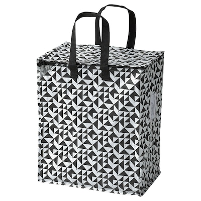 KNALLA Bag, black/white, 15 ¾x9 ¾x18 ½ "/12 gallon