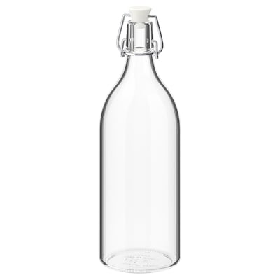 KORKEN Bottle with stopper, clear glass, 34 oz