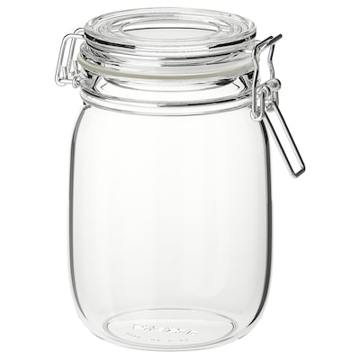 KORKEN Jar with lid, clear glass, 34 oz