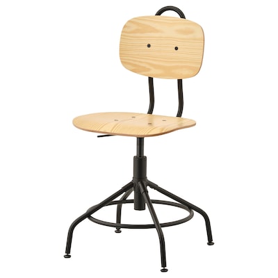 KULLABERG Swivel chair, pine/black