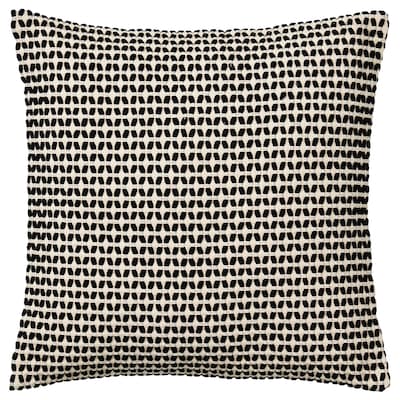 KUSTFLY Cushion cover, beige/black, 20x20 "