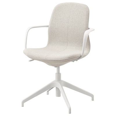 LÅNGFJÄLL Conference chair with armrests, Gunnared beige/white