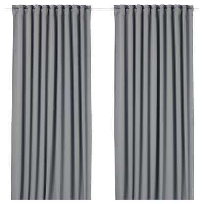 MAJGULL Blackout curtains, 1 pair, gray, 57x98 "